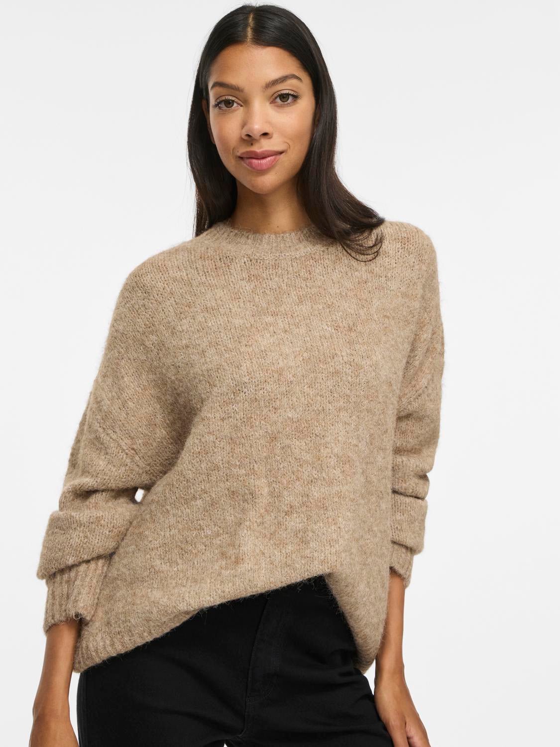 VIBOWS Pullover - Dark Natural Melange - VERO MODA & VILA Bergvik